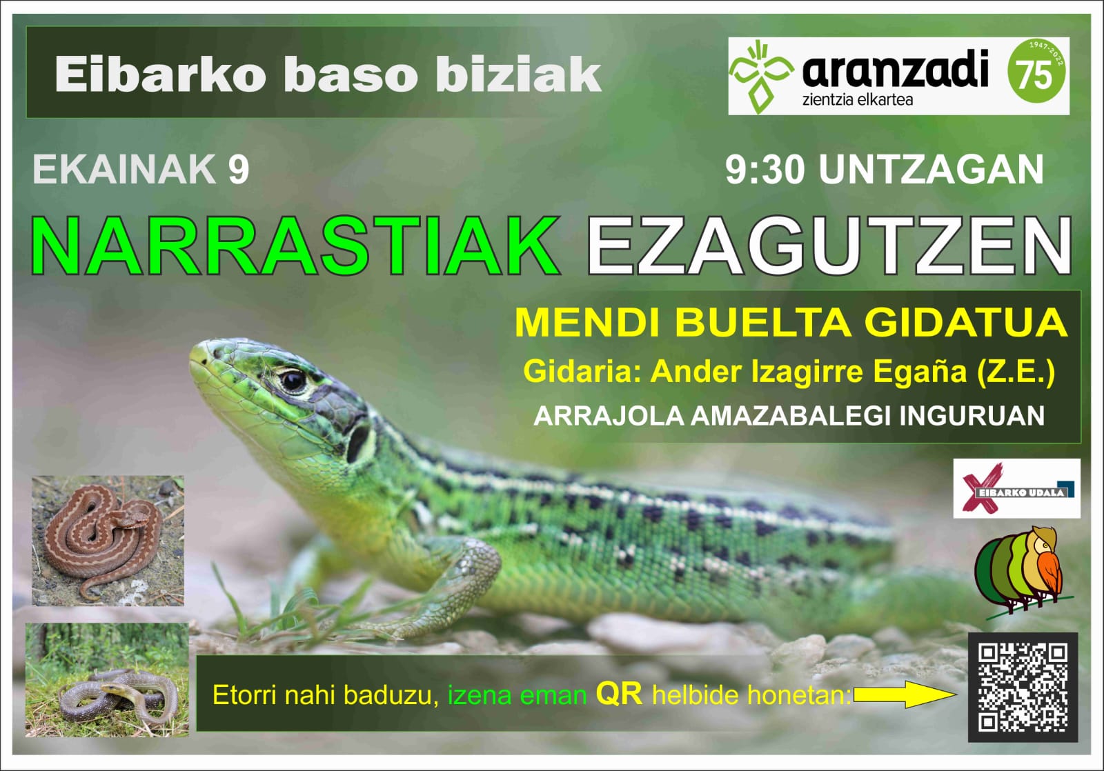 El recorrido comenzará a las 9:3o en Unzaga y para participar se deberá de apuntar a través del QR del cartel