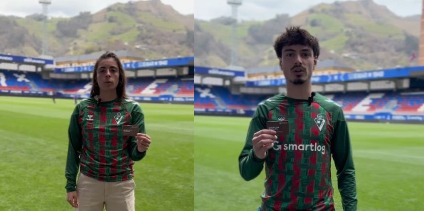 Jon Guruzeta y Eider Arana, en representación del equipo, promueven el uso de la tarjeta marrón y una correcta separación de residuos orgánicos.